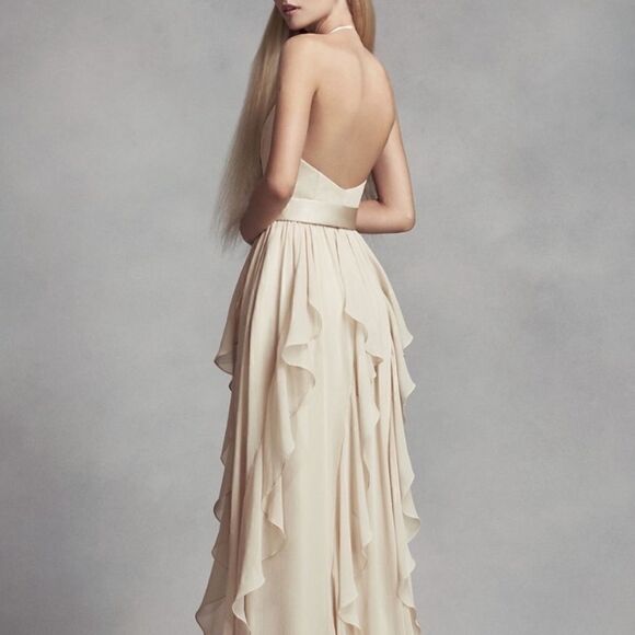 NEW Vera Wang Navy Halter Chiffon Dress - Picture 2 of 3